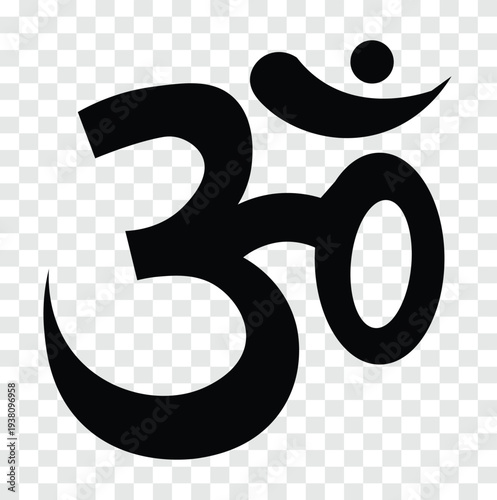 Om Symbol Sacred Hindu Spiritual Sign Illustration Isolated on Transparent Background