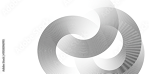 Abstract black circle lines on dark background. Geometric stripe line art design. vector illustration eps10