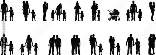 Black Silhouettes of Healthcare Professionals Including Doctor Nurse and Surgeon Wearing Medical Scrubs and Stethoscopes for Hospital and Clinical Designs