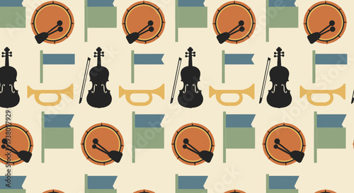 Musical Instruments and Accessories Pattern Design.