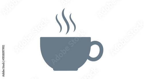 Gray Coffee Cup with Rising Steam.
