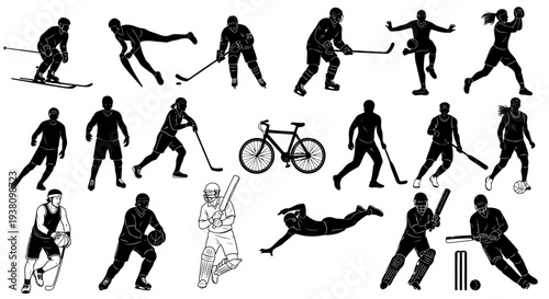 Diverse Collection of Sports Silhouettes - Active People in Motion
