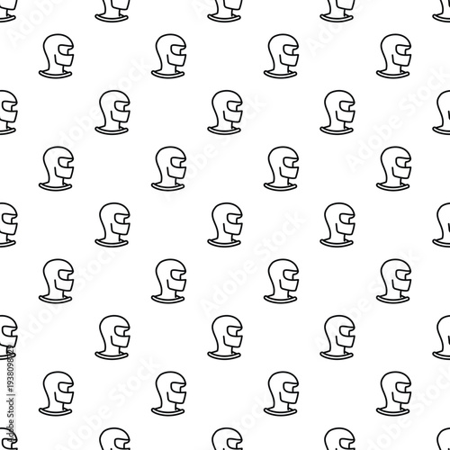 Balaclava or ski mask heads form a repeating black outline pattern on a white background