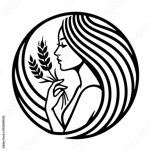 Elegant Virgo Profile Circular Emblem
