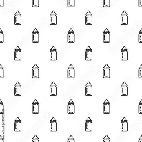 Outlined baby feeding bottles creating a simple seamless pattern