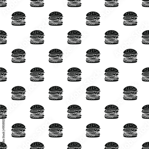 Burgers creating a repeating monochrome background for textile and packaging