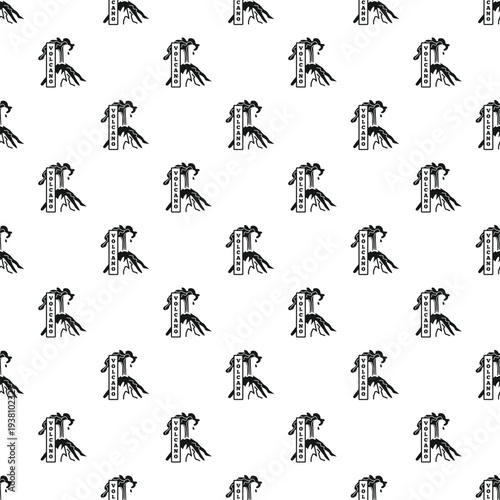 Volcano flowing lava with text volcano forming a seamless pattern