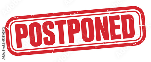 Red Postponed Rubber Stamp, Grunge Style Distressed Stamp Illustration Perfect for Event Updates, Alerts, Notices, and Creative Graphic Design Projects.