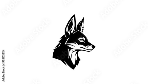 Stylish geometric black and white fox head logo design with bold lines