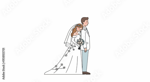 Bride and Groom Standing Together Wedding.