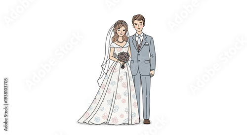 Bride and Groom Standing Together Wedding.