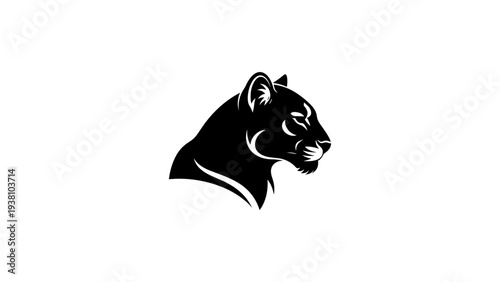 Elegant panther silhouette in profile: bold and minimalist animal art