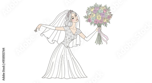 Bride Holding Wedding Bouquet in Hand.