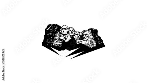 Mount rushmore silhouette: iconic monument in monochrome design