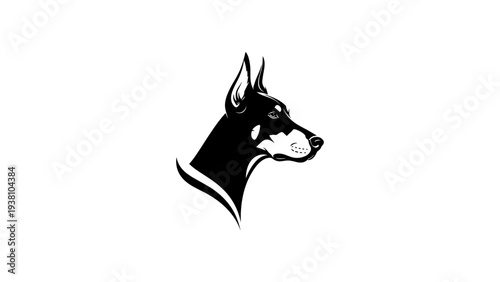 Elegant dog silhouette: minimalistic doberman head profile in black and white