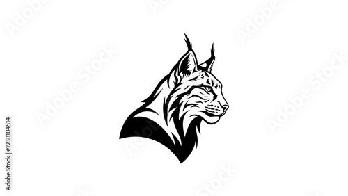 Stylized lynx head silhouette showcasing bold black and white design