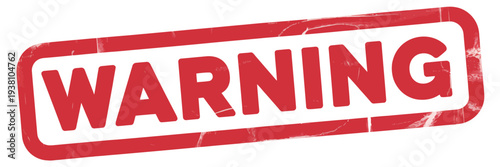 Red Warning Stamp, Grungy Vintage Rubber Stamp Illustration Isolated on Transparent Background Ideal for Caution, Alerts, Warnings, and Marketing or Creative Applications.