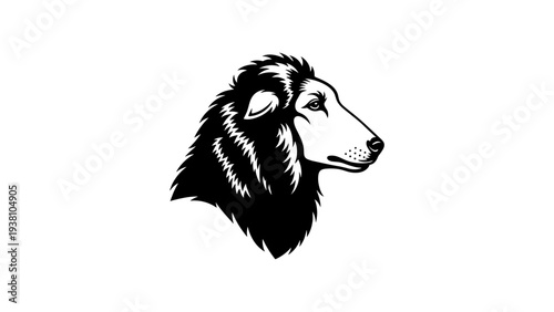 Majestic lion silhouette in profile with detailed mane and whiskers