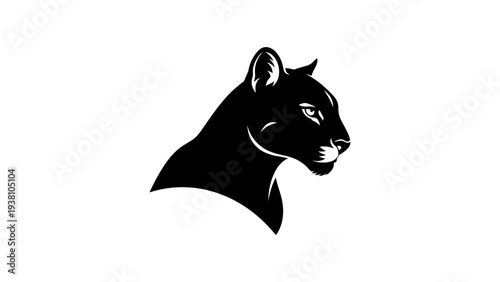 Black panther silhouette on white background: majestic feline portrait art