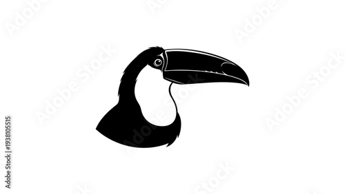 Minimalist toucan silhouette artwork isolated on clean white background