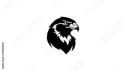 Eagle head silhouette design with majestic details on white background