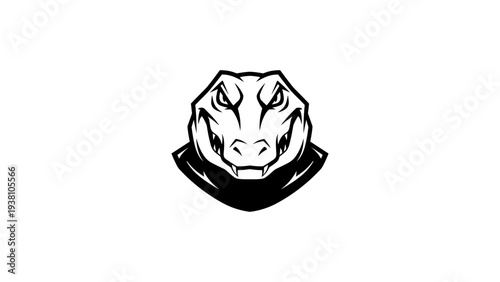 Fierce dinosaur head silhouette logo in monochrome design