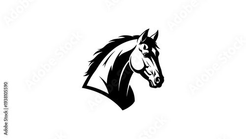 Elegant horse head design in black and white silhouette style