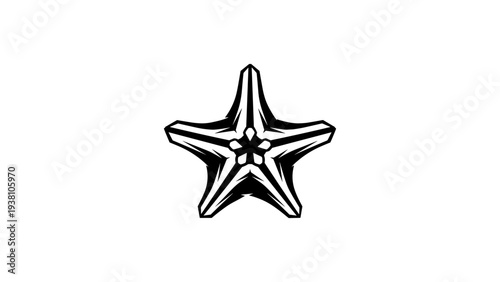 Stylized monochrome starfish with geometric design elements