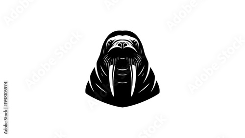 Minimalist walrus silhouette design with bold black outline