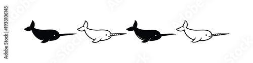 Playful Narwhal Cartoon Character Collection