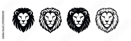 Stylized Lion Head Vector Logo and Icon Set