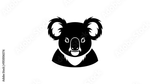 Bold koala silhouette in black and white art