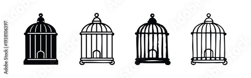 Collection of Empty Birdcage Vector Icons