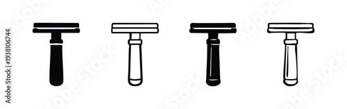 Classic Manual Razor Icons Set. Shaving Blade Silhouette Vector Illustration.