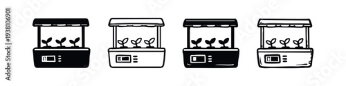 Smart Indoor Hydroponic Garden System Icons - Home Plant Cultivation