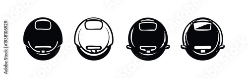 Electric Unicycle (EUC) Top View Icons Set - Personal Urban Mobility Concept