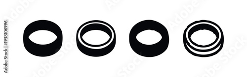 Airplane Window Porthole Icons. Aircraft Cabin View Vector Symbols in Black and White.