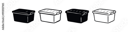 Waste bin or trash can icon set with various styles