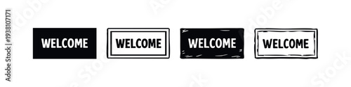 Welcome sign or doormat icon set with different styles