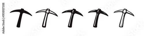 Diverse Pickaxe Icons: Tools for Mining and Heavy Labor Tasks