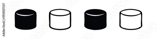 Set of Cylindrical Capsule or Container Icons in Black and White