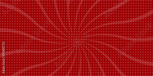 Red sunburst background. Retro background with sun beam. Comic rays. Red bright sunbeams. Light texture backdrop for japanese style. Summer pattern with shiny flare for poster and banner. Vector