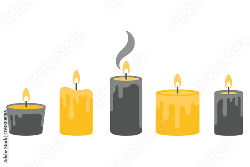 Stylish wax candle set warm flame decorative lighting element design
