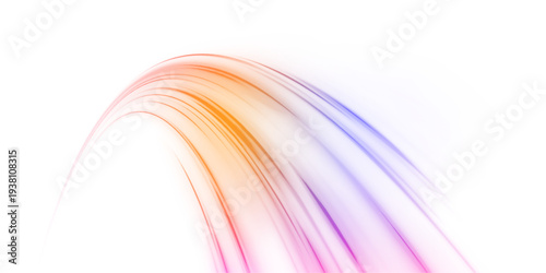 Futuristic neon laser color lines flow through city road and highway traffic. Light motion wave produces energy and speed, leaving a glowing trail that defines direction. Vector Illustration png.