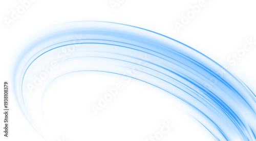 Futuristic neon laser speed blue line sweep through city highway, road traffic. Blue light trail creates energy, motion in smooth wave direction. Flow cool water turns into liquid ice. PNG vector. 