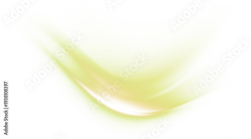 Lime green light leak arc with glowing cinematic flare and soft radiant illumination, abstract corner light overlay isolated on transparent background for photography effects