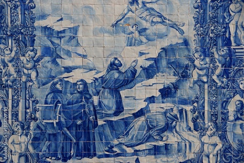 Εκτύπωση καμβά Saint Francis receiving stigmata on Portugal Azulejo tiles
