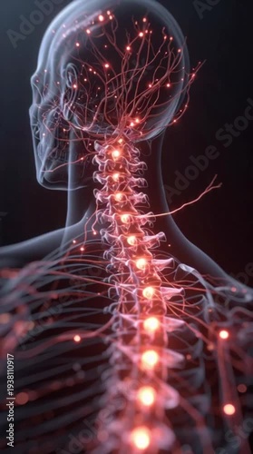 Human Body with Glowing Red Pain Point Illustration