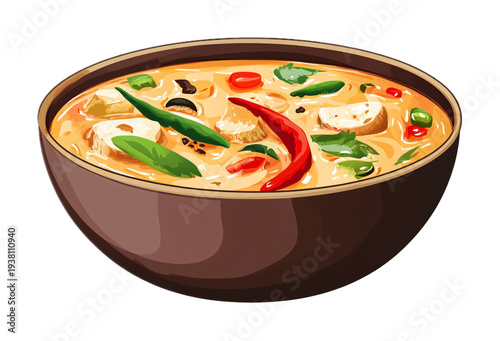 Thai Red Curry - Spicy and Aromatic Curry - Isolated on White Background