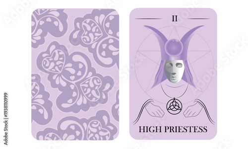 Tarot Card The High Priestess – Major Arcana Esoteric Spiritual Vector Illustration